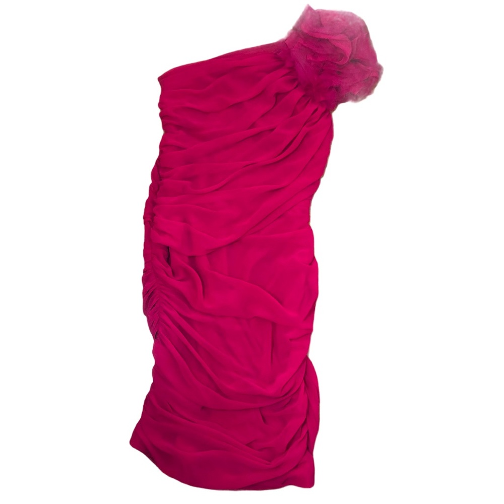 Vintage 80s Tadashi Shoji Pink Ruffled Dress